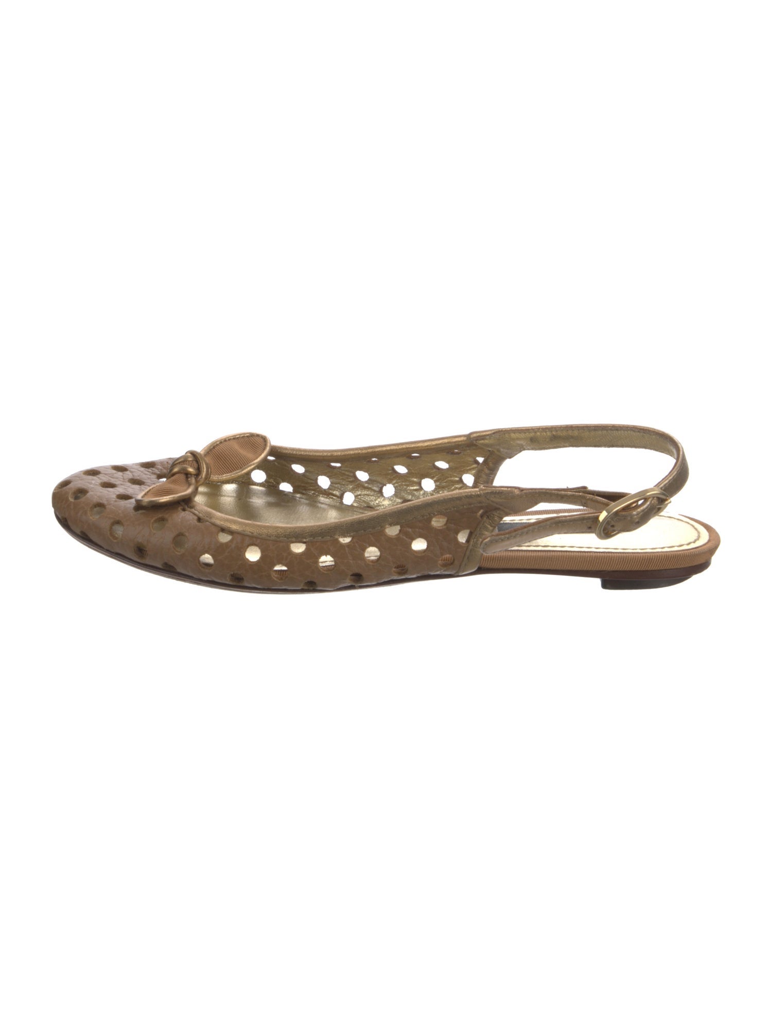 Dolce & Gabbana Leather Lasercut Accents Slingback Flats