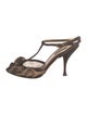 Dolce & Gabbana Canvas Animal Print T-Strap Sandals