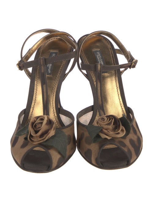 Dolce & Gabbana Canvas Animal Print T-Strap Sandals