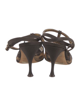 Dolce & Gabbana Canvas Animal Print T-Strap Sandals