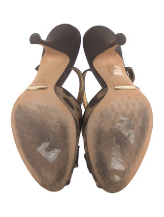 Dolce & Gabbana Canvas Animal Print T-Strap Sandals