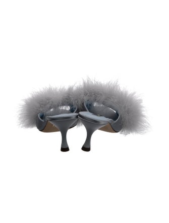 Dolce & Gabbana Satin Feather Trim Slides