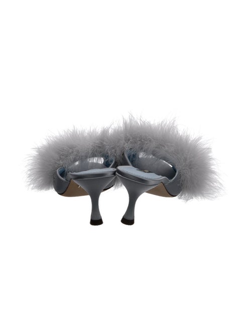 Dolce & Gabbana Satin Feather Trim Slides