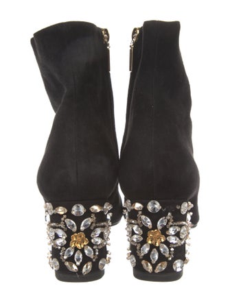 Dolce & Gabbana Suede Crystal Embellishments Boots