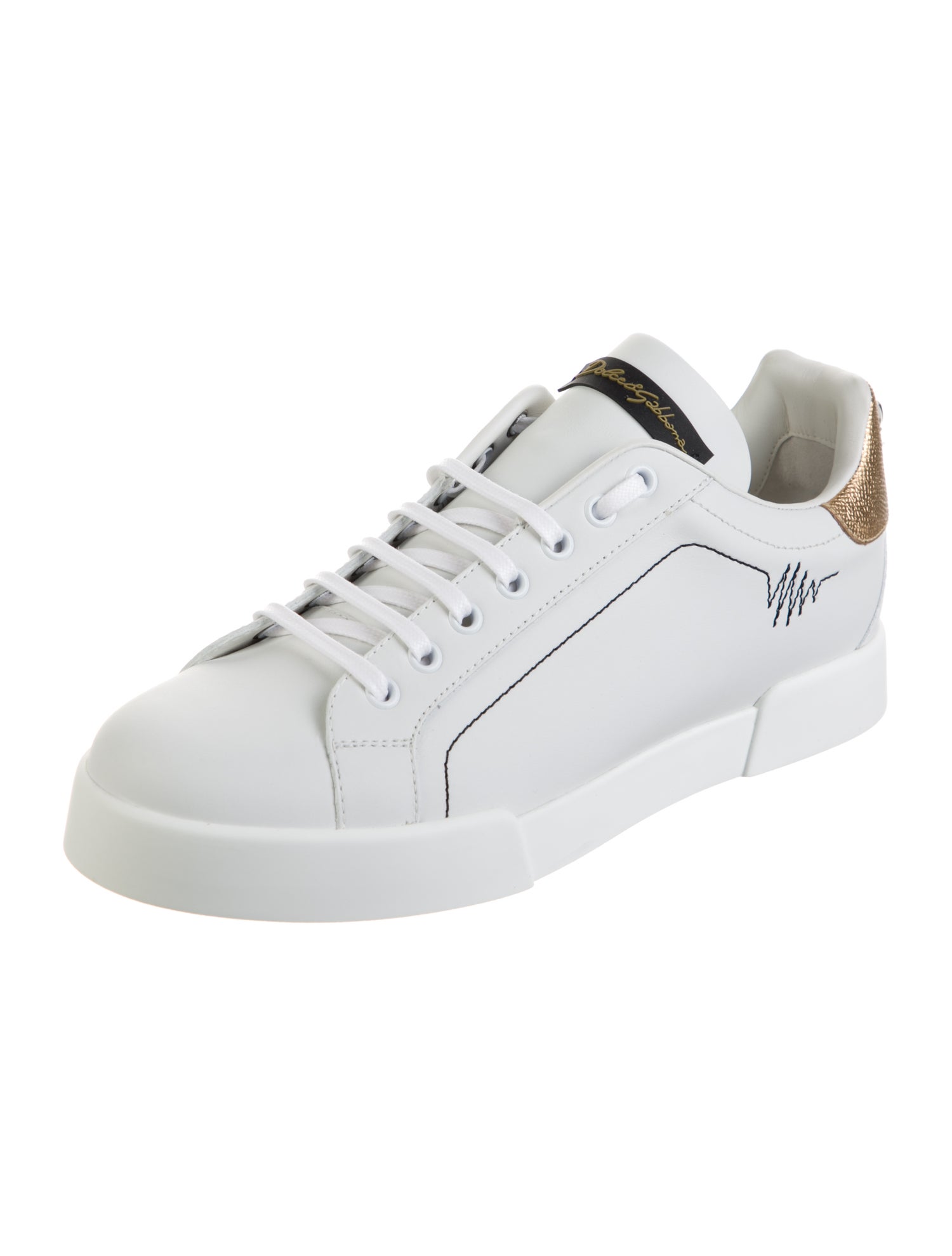 Dolce & Gabbana Leather Embroidered Accent Sneakers w/ Tags