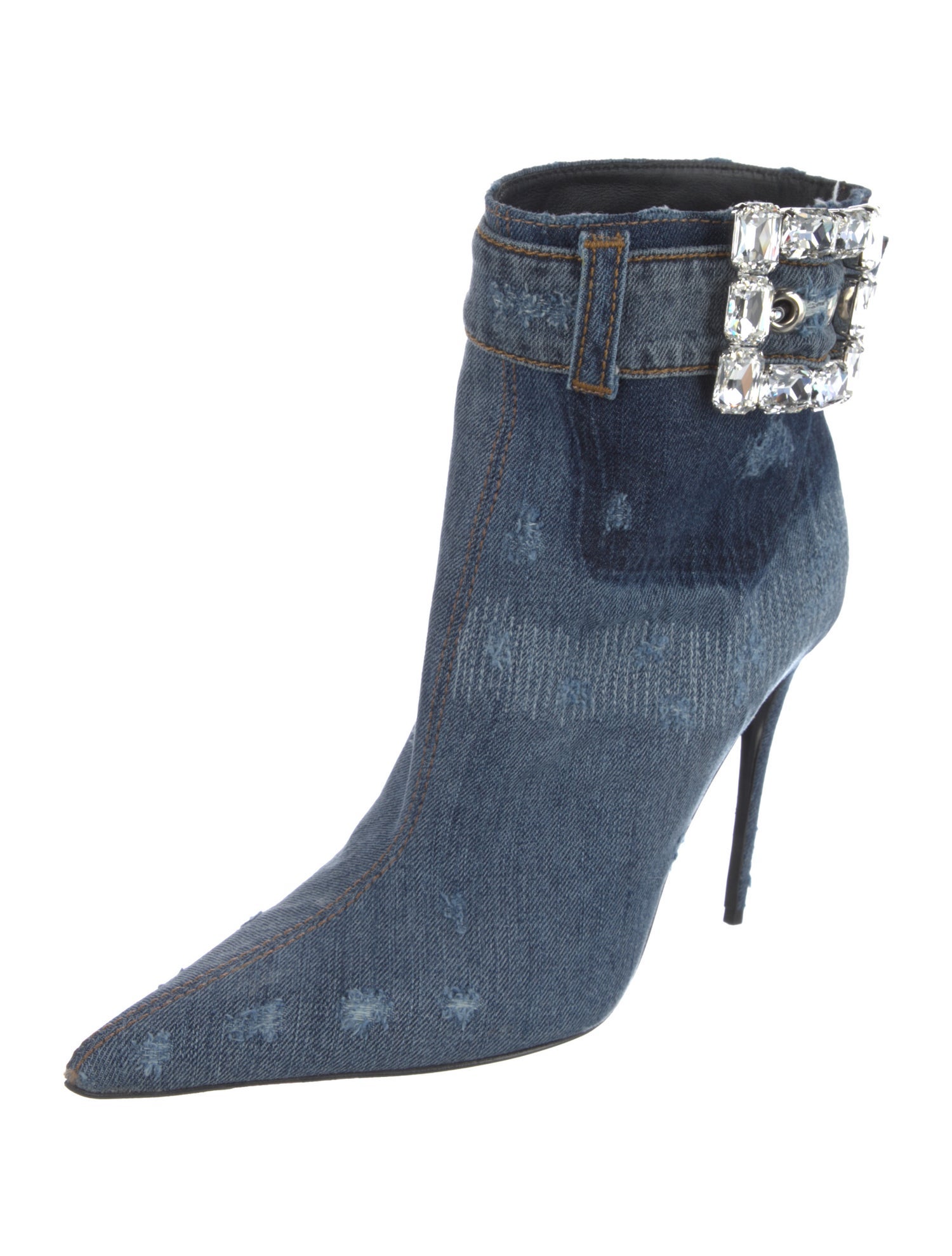 Dolce & Gabbana Denim Distressed Accents Boots