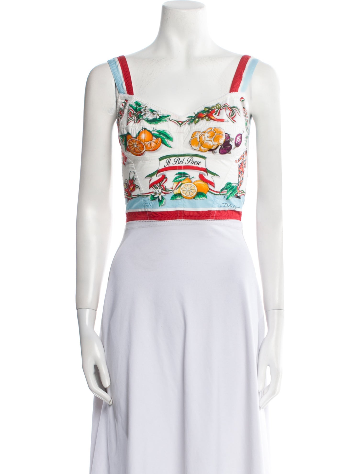 Dolce & Gabbana Printed Square Neckline Crop Top