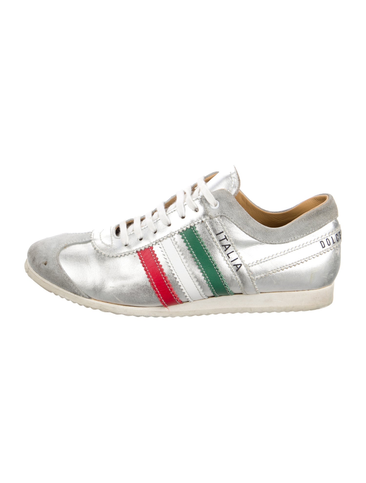 Dolce & Gabbana Leather Colorblock Pattern Sneakers