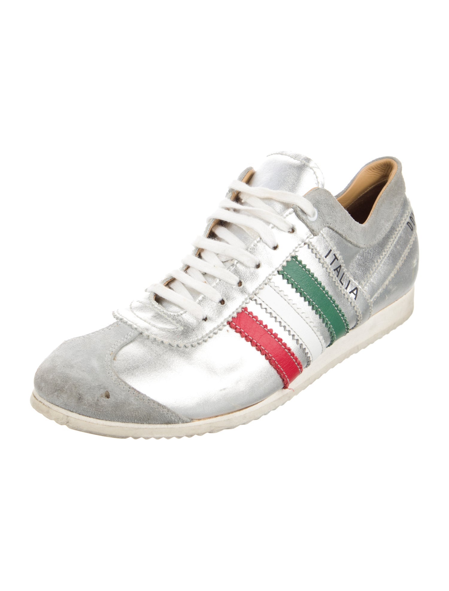 Dolce & Gabbana Leather Colorblock Pattern Sneakers