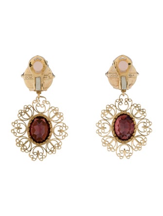 Dolce & Gabbana 18K Garnet Drop Clip-On Earrings