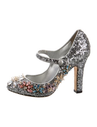 Dolce & Gabbana Sequins Floral Print Pumps