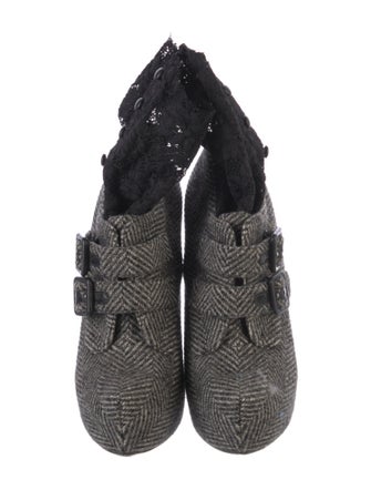 Dolce & Gabbana Houndstooth Print Lace Trim Embellishment Sock Boots