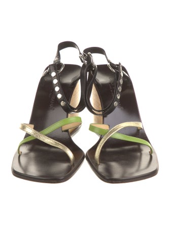 Dolce & Gabbana Leather Colorblock Pattern Sandals