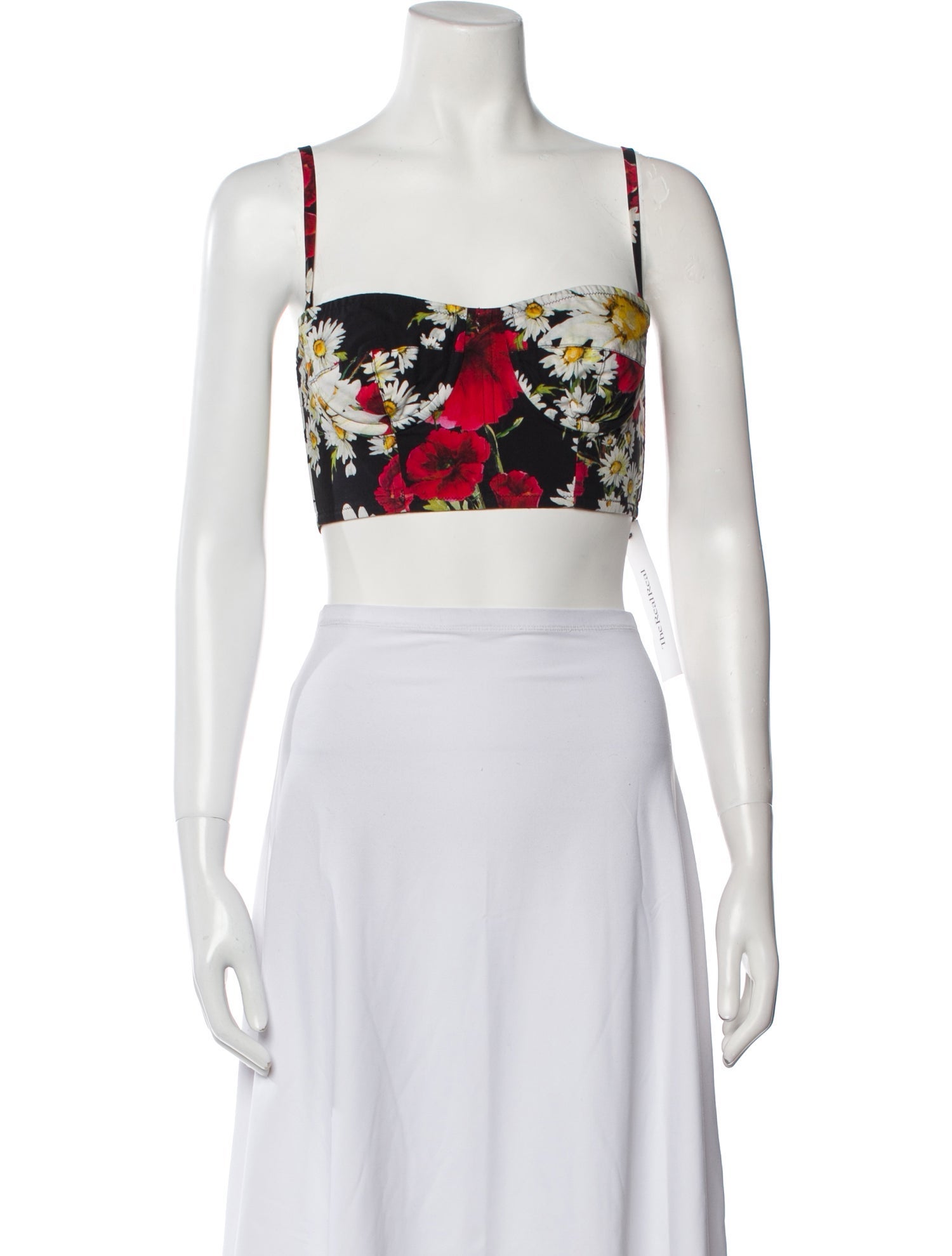 Dolce & Gabbana Floral Print Square Neckline Crop Top