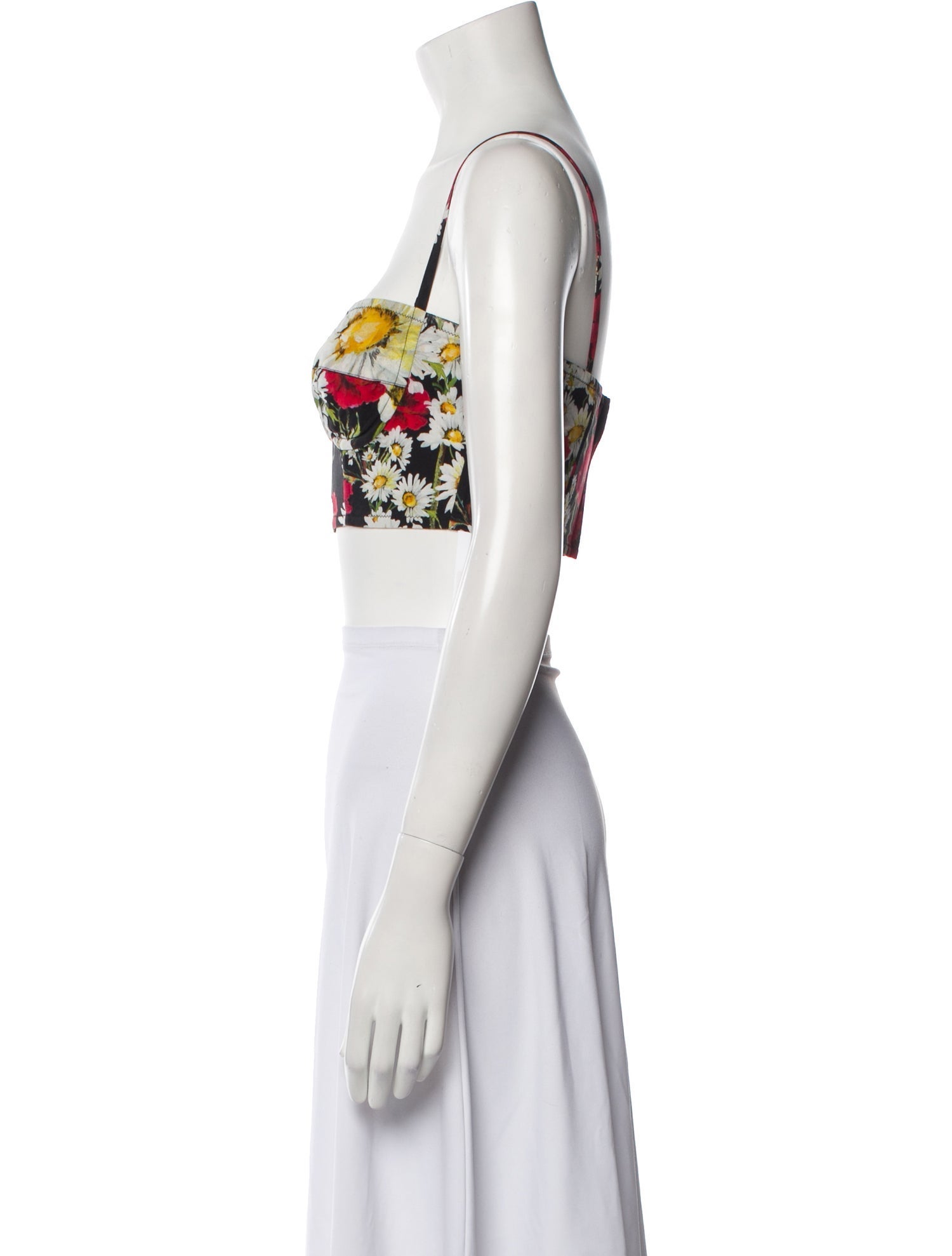 Dolce & Gabbana Floral Print Square Neckline Crop Top