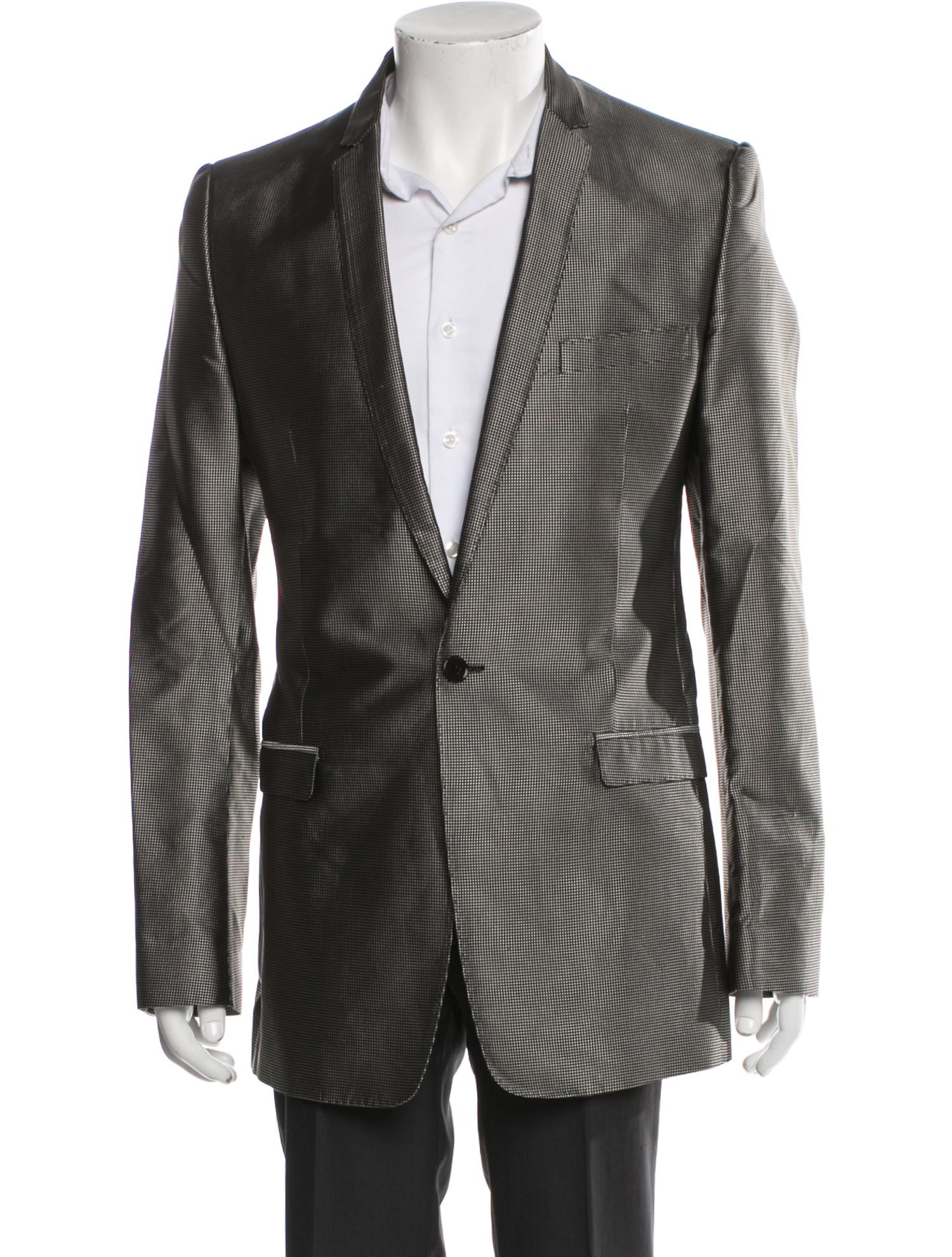 Dolce & Gabbana Silk Plaid Print Peacoat