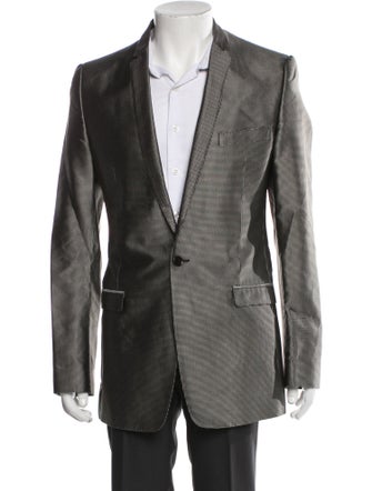 Dolce & Gabbana Silk Plaid Print Peacoat