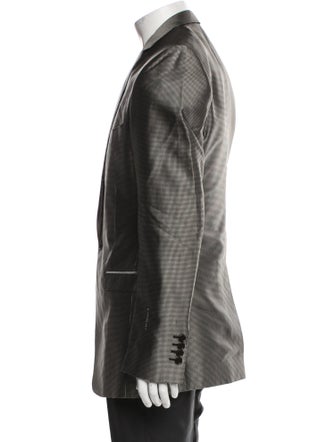 Dolce & Gabbana Silk Plaid Print Peacoat