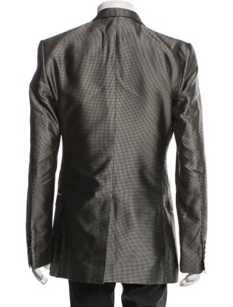 Dolce & Gabbana Silk Plaid Print Peacoat