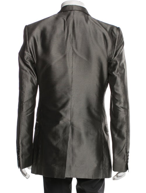 Dolce & Gabbana Silk Plaid Print Peacoat