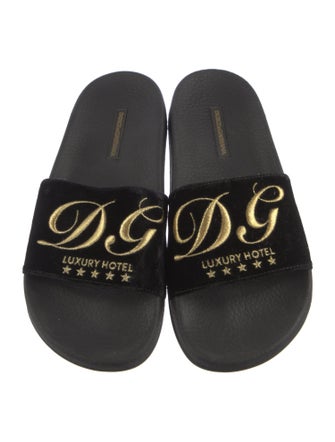 Dolce & Gabbana Velvet Printed Slides