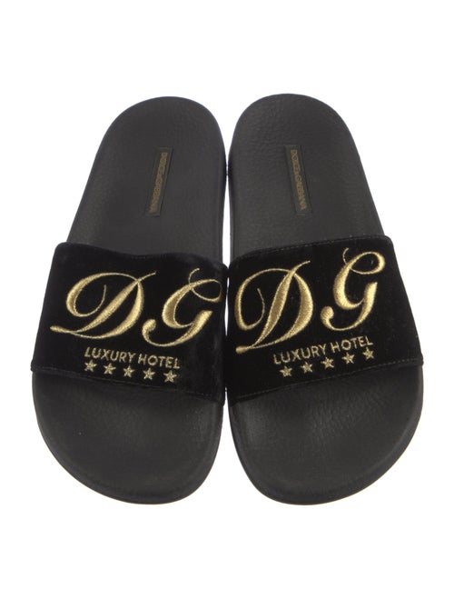 Dolce & Gabbana Velvet Printed Slides