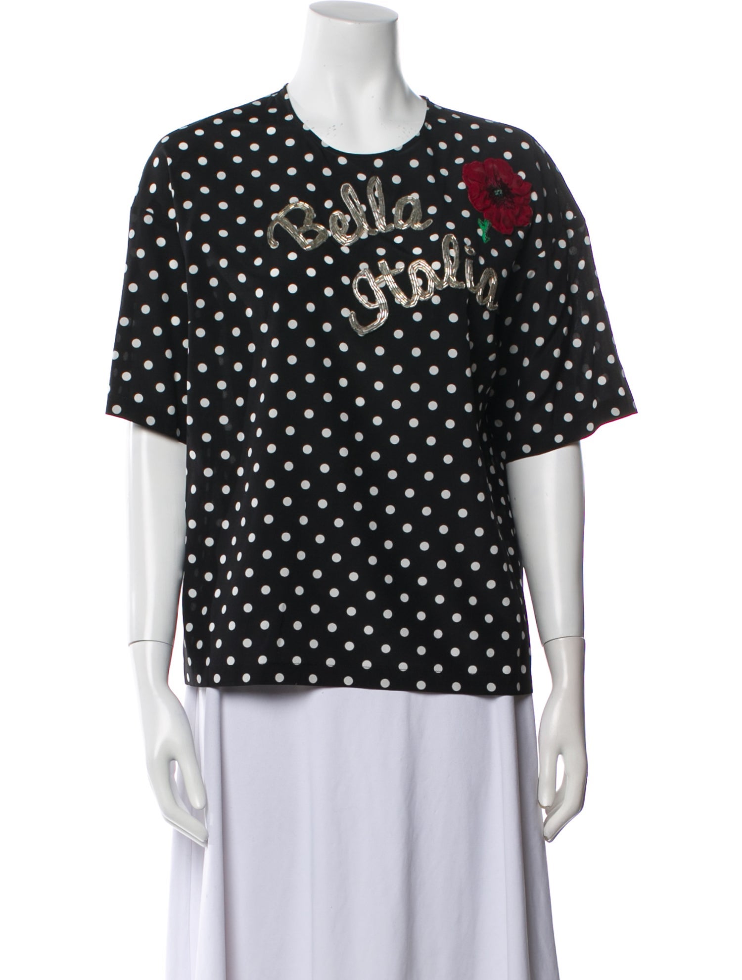 Dolce & Gabbana Silk Polka Dot Print Blouse