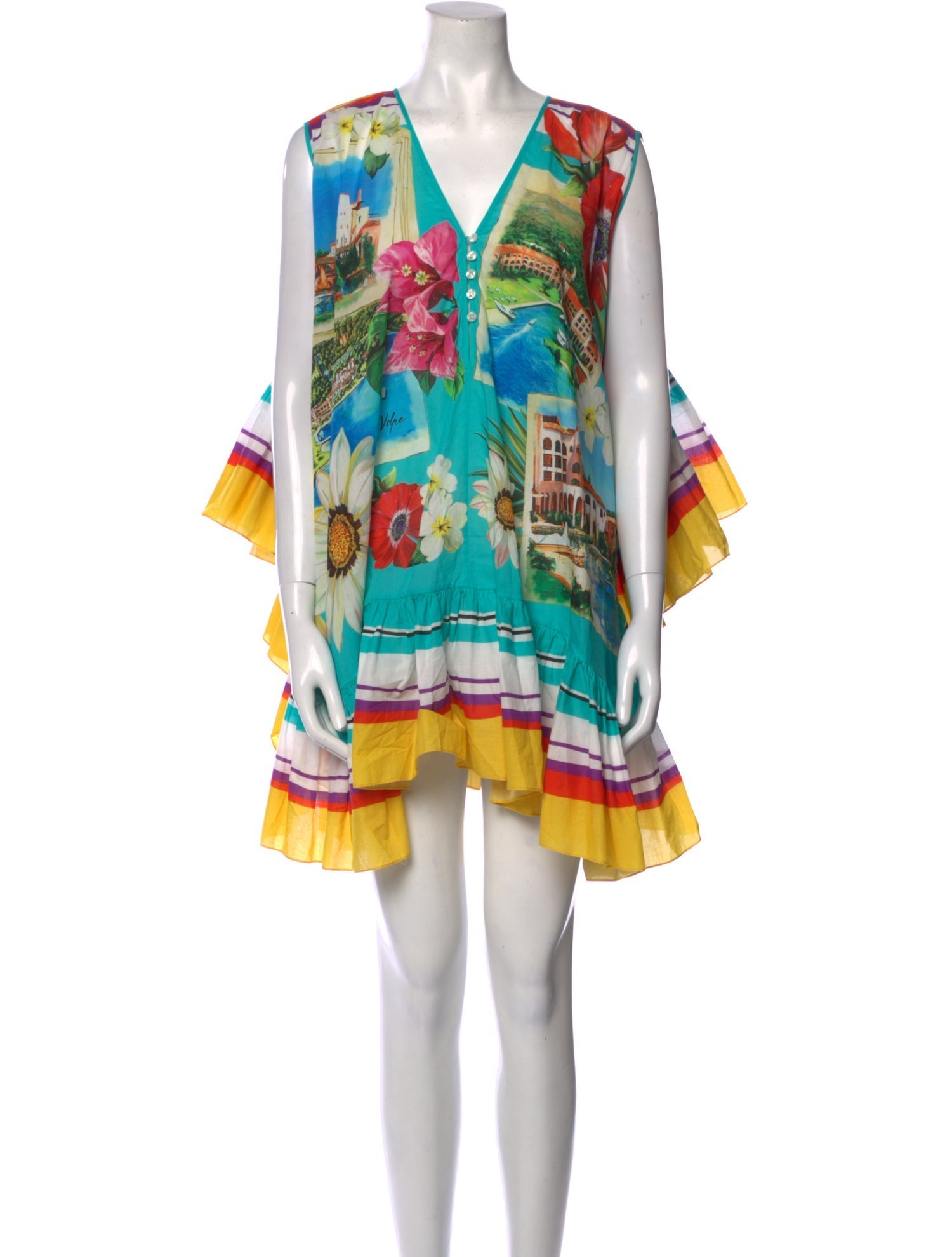 Dolce & Gabbana Printed Ruffle Embellishment Cover-Up