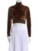 Dolce & Gabbana Animal Print Turtleneck Crop Top