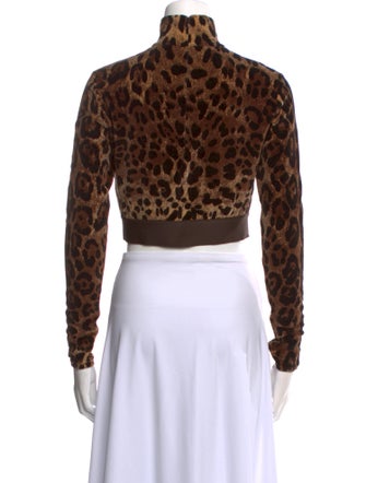 Dolce & Gabbana Animal Print Turtleneck Crop Top