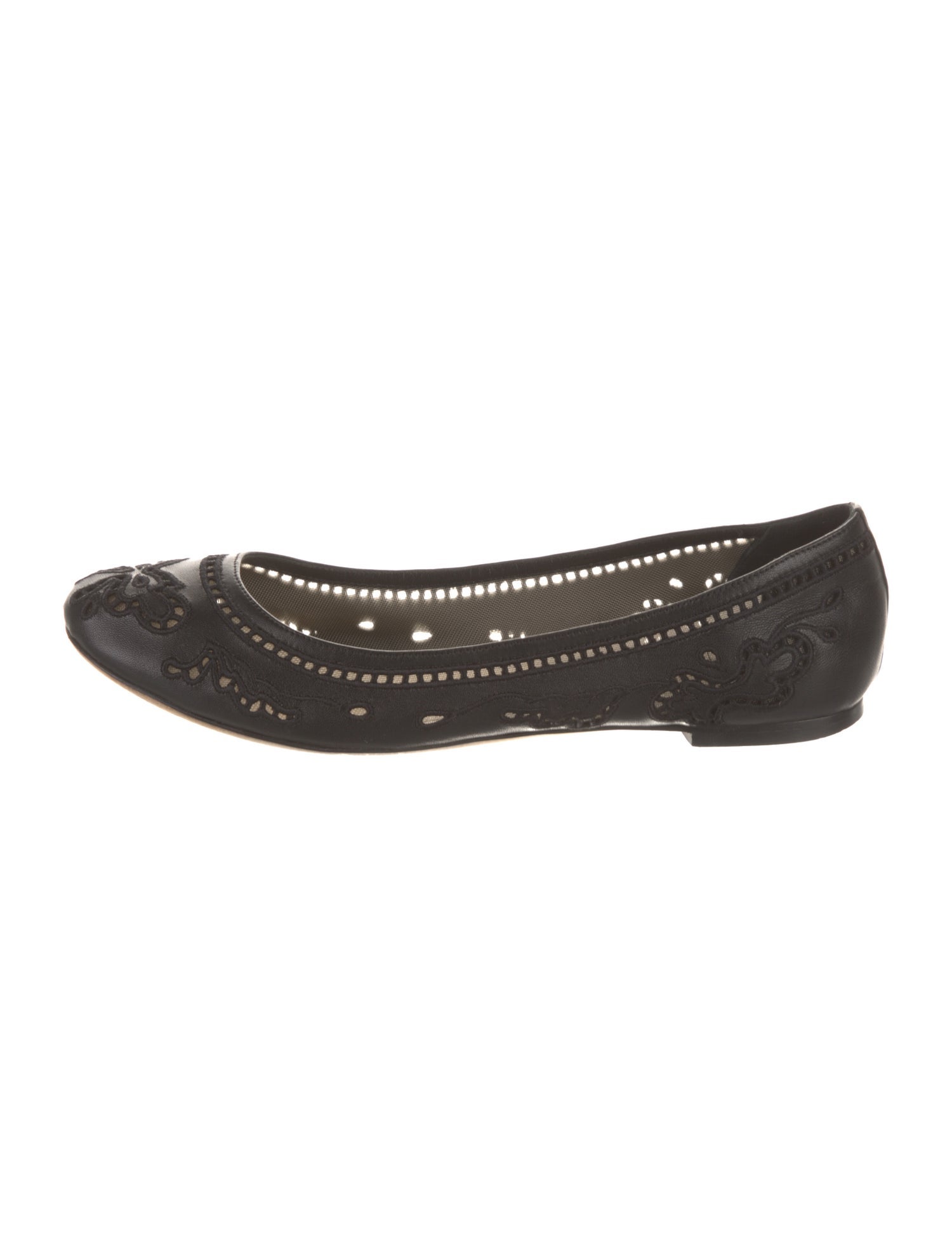 Dolce & Gabbana Leather Mesh Accents Ballet Flats