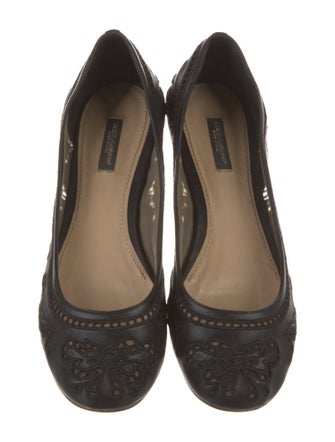 Dolce & Gabbana Leather Mesh Accents Ballet Flats