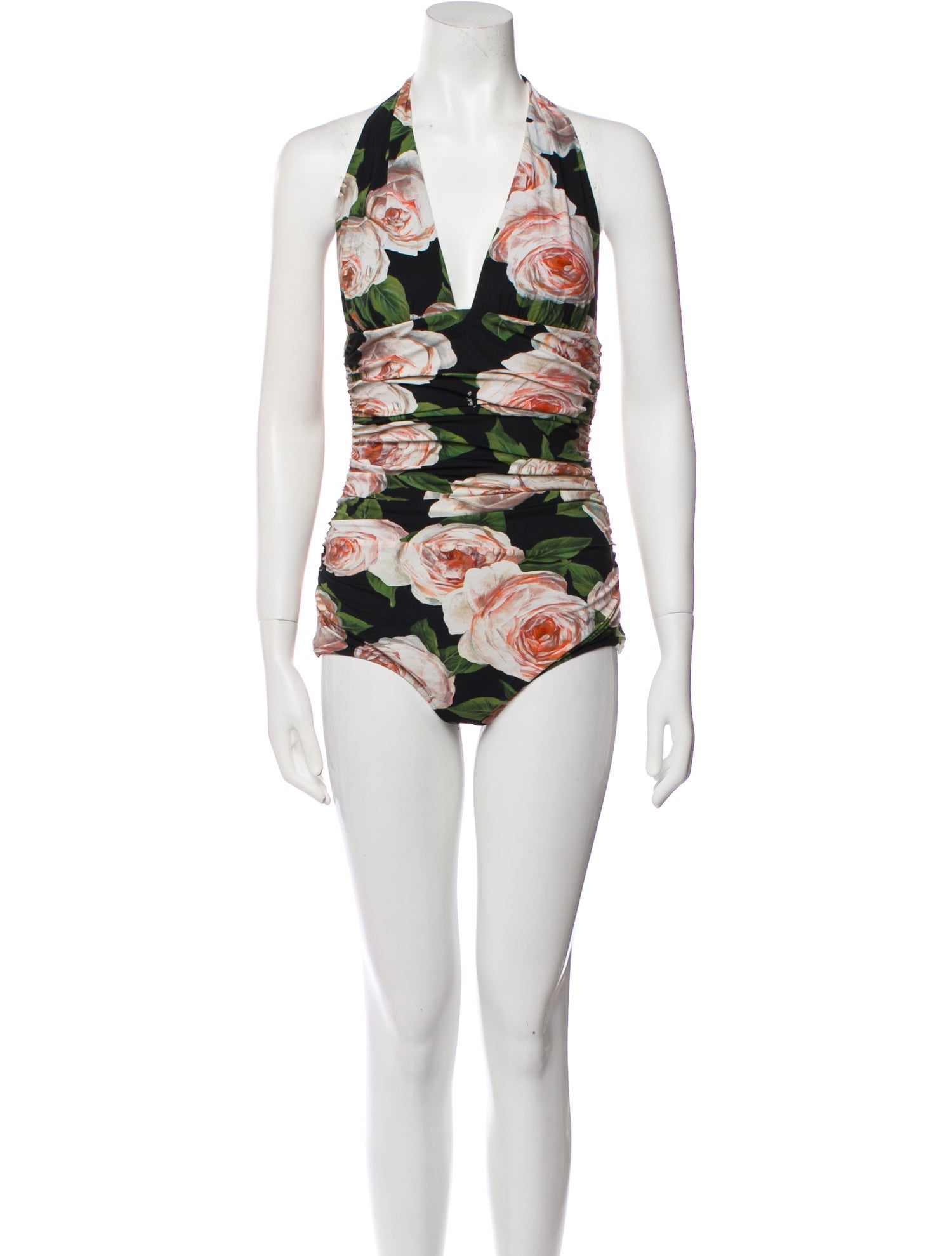 Dolce & Gabbana Floral Print Ruffle Embellishment One-Piece