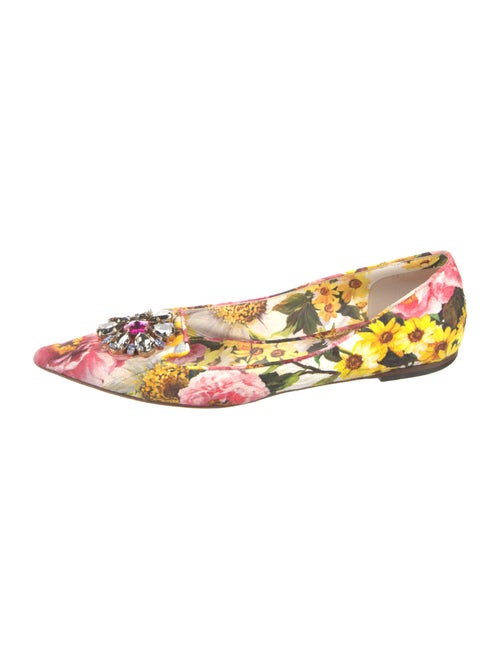 Dolce & Gabbana Floral Print Crystal Embellishments Ballet Flats