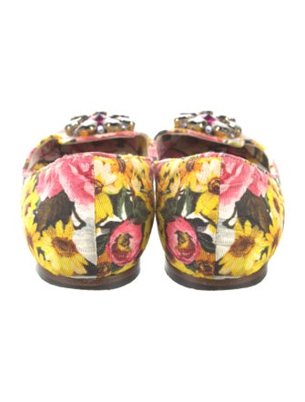 Dolce & Gabbana Floral Print Crystal Embellishments Ballet Flats