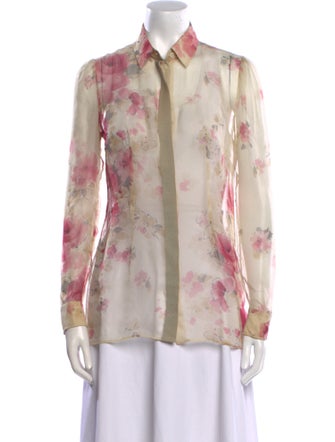 Dolce & Gabbana Silk Floral Print Button-Up Top