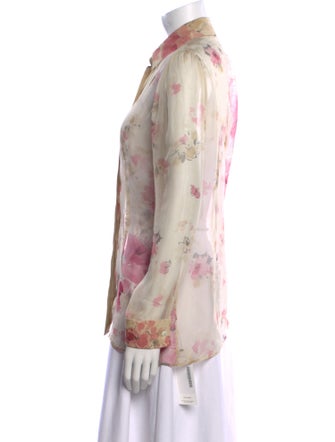 Dolce & Gabbana Silk Floral Print Button-Up Top