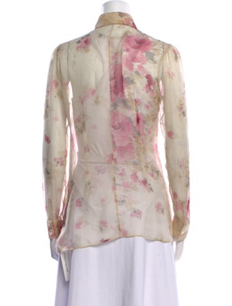 Dolce & Gabbana Silk Floral Print Button-Up Top