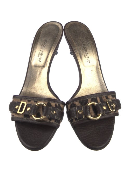 Dolce & Gabbana Leather Printed Slides