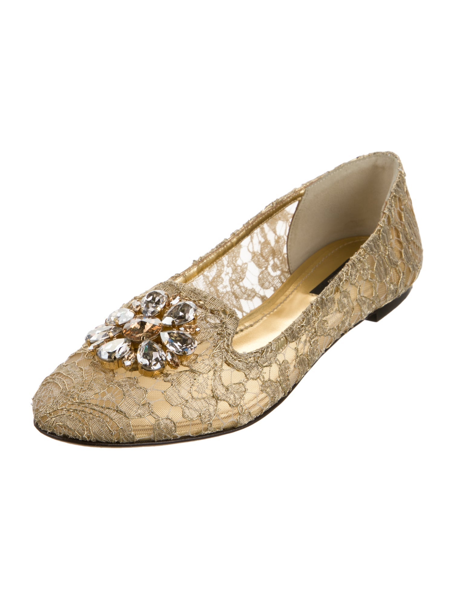 Dolce & Gabbana Lace Floral Print Ballet Flats