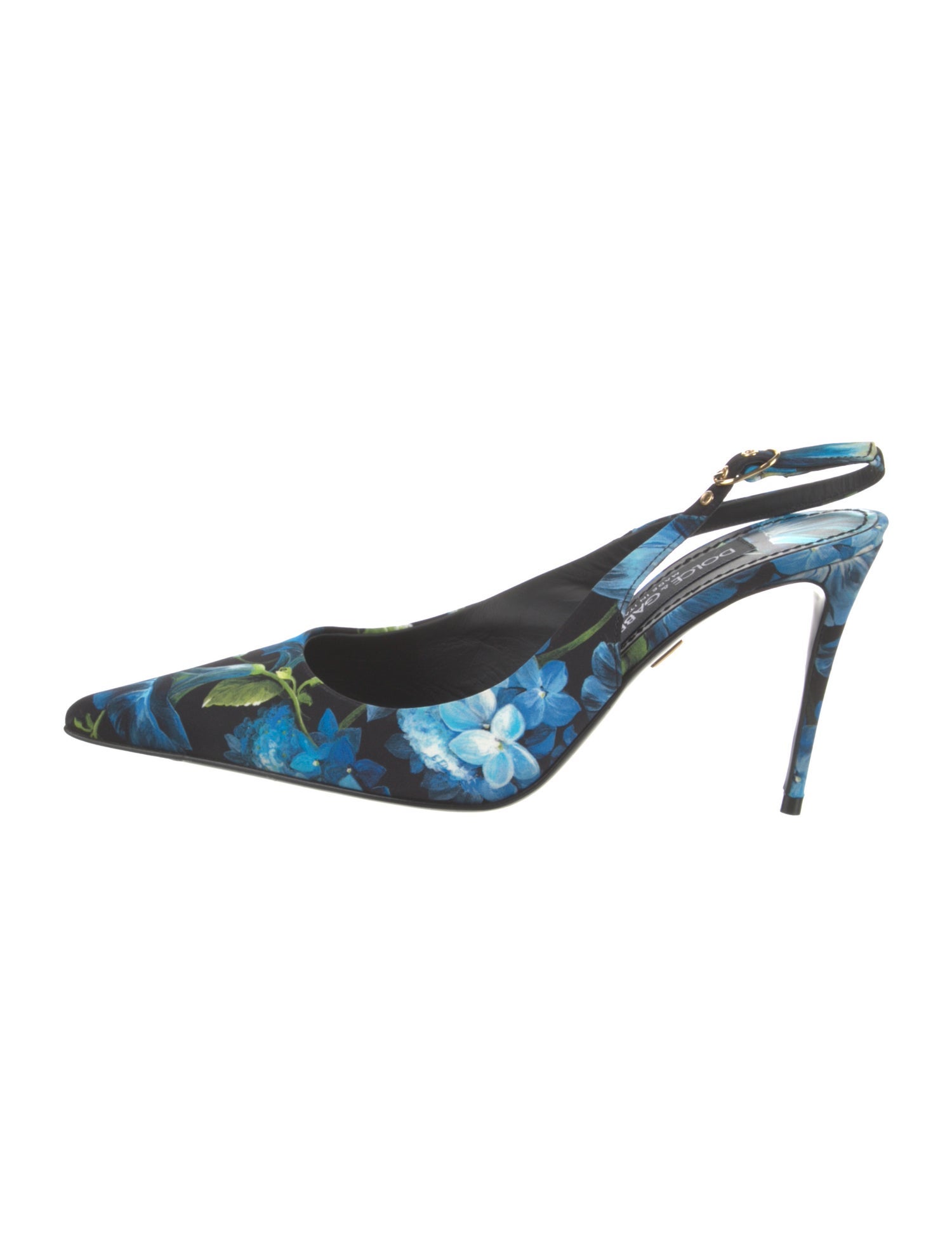 Dolce & Gabbana Satin Floral Print Slingback Pumps