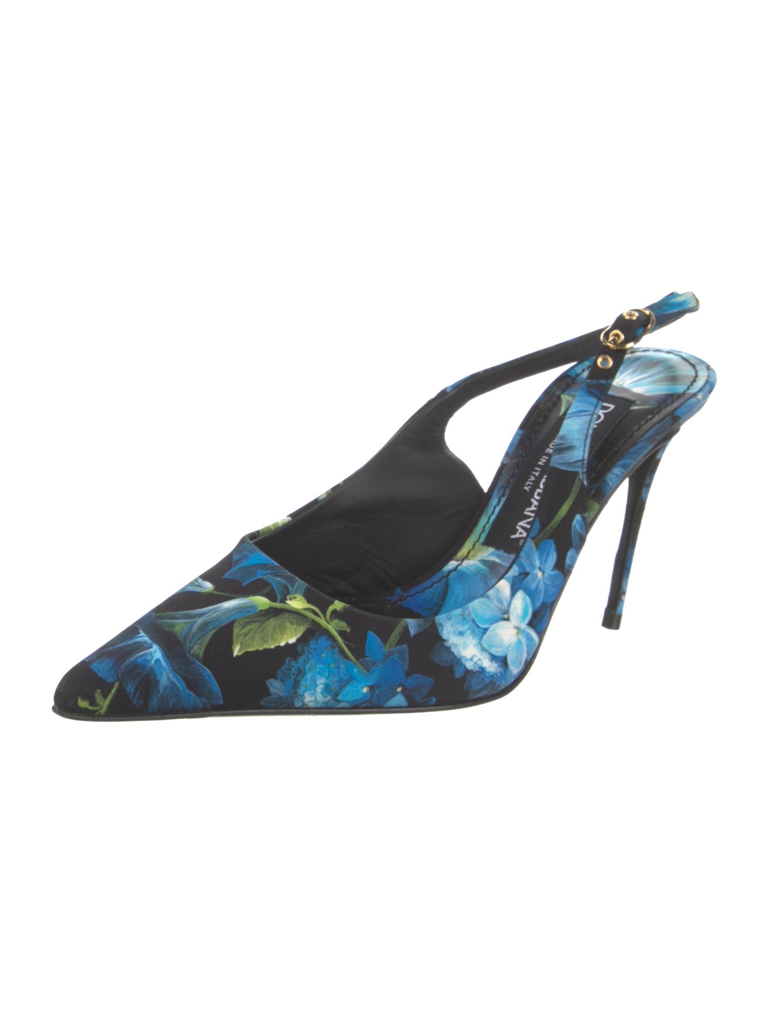 Dolce & Gabbana Satin Floral Print Slingback Pumps