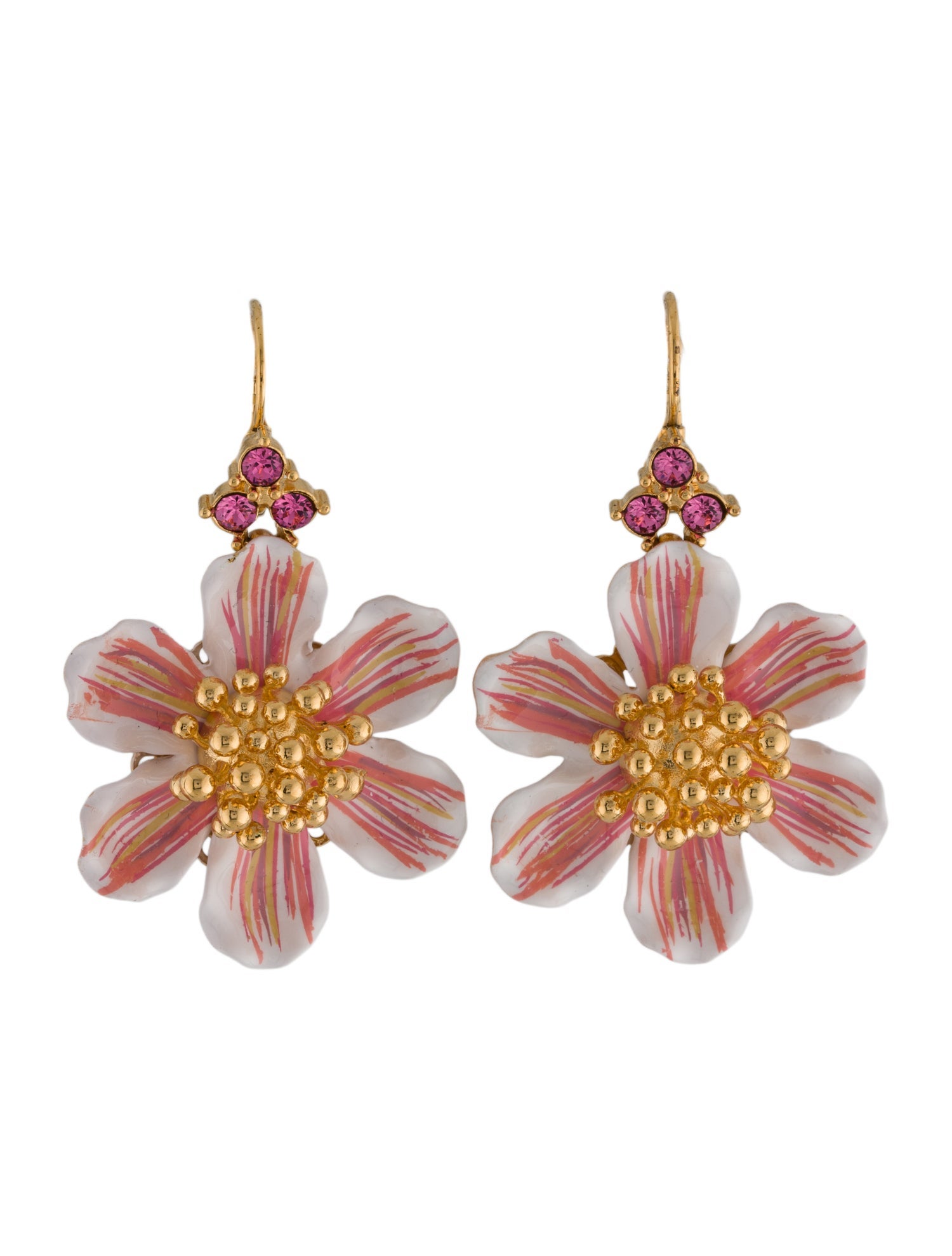 Dolce & Gabbana Crystal & Enamel Flower Drop Earrings