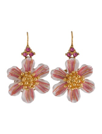 Dolce & Gabbana Crystal & Enamel Flower Drop Earrings