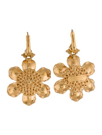 Dolce & Gabbana Crystal & Enamel Flower Drop Earrings