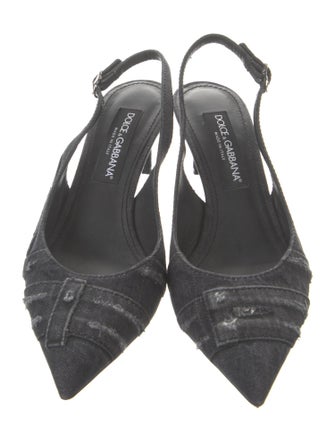 Dolce & Gabbana Denim Distressed Accents Slingback Pumps