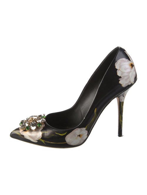 Dolce & Gabbana Floral Print Crystal Embellishments Pumps