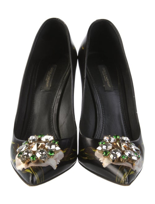 Dolce & Gabbana Floral Print Crystal Embellishments Pumps