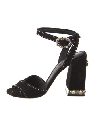 Dolce & Gabbana Suede Beaded Accents Sandals