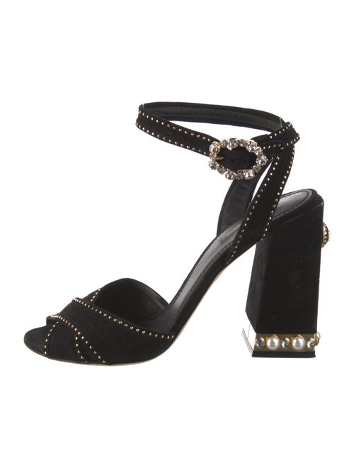 Dolce & Gabbana Suede Beaded Accents Sandals